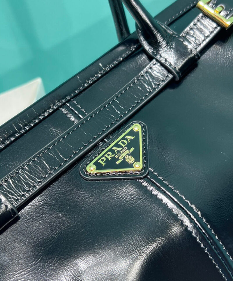 Prada Medium Leather Handbag 1BA426 Black